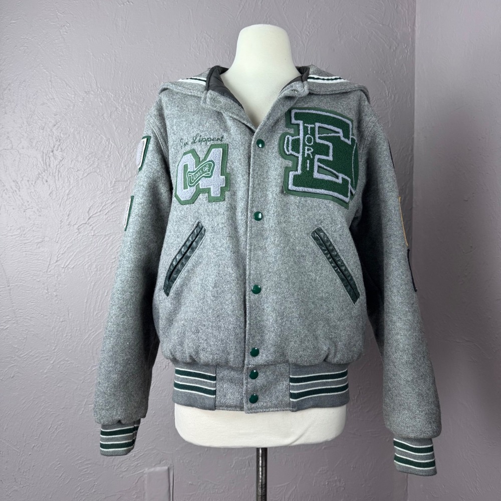 Vintage Class of 2004 Small Cheerleader Grey Wool Letterman Jacket Santa Fe